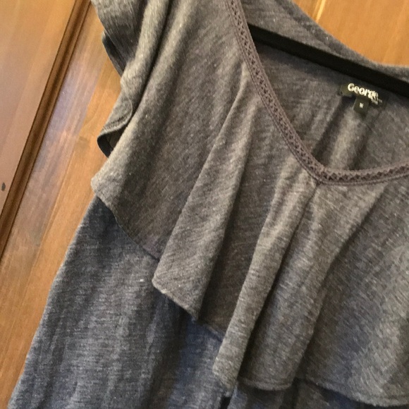 3/$15 Heathered Grey Ruffled Top - Picture 4 of 6